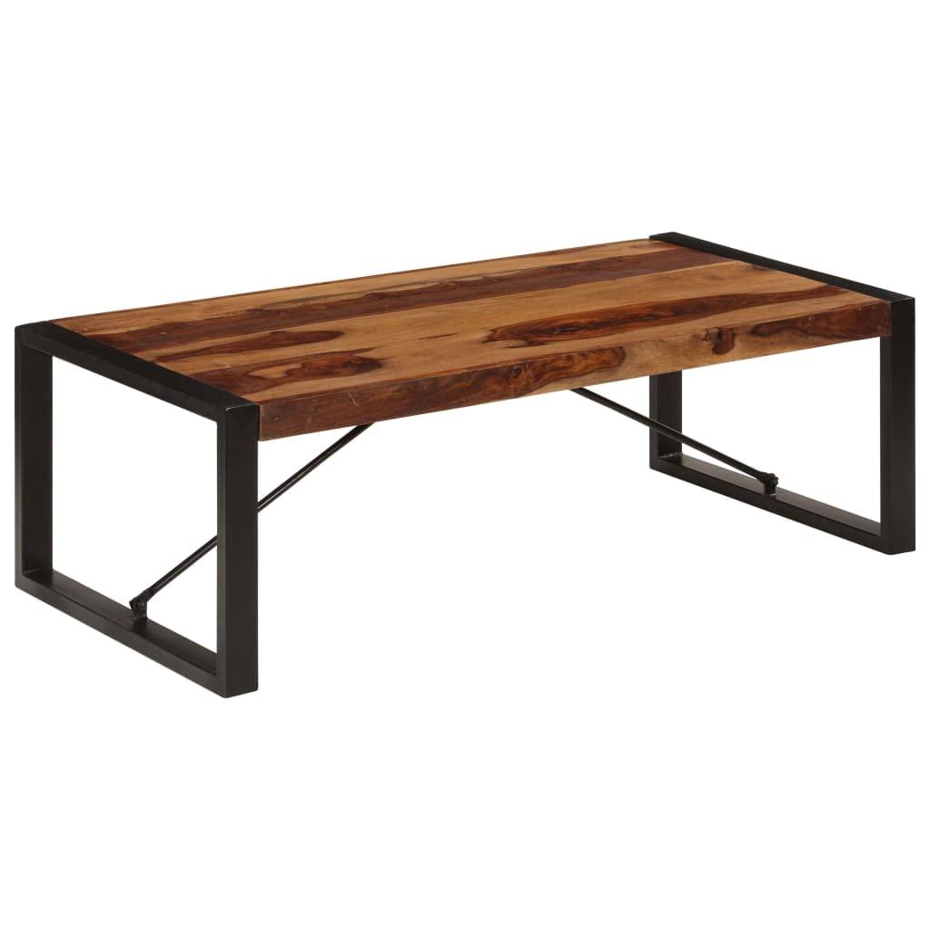 Solid Sheesham Wood Coffee Table with Steel Legs P8034