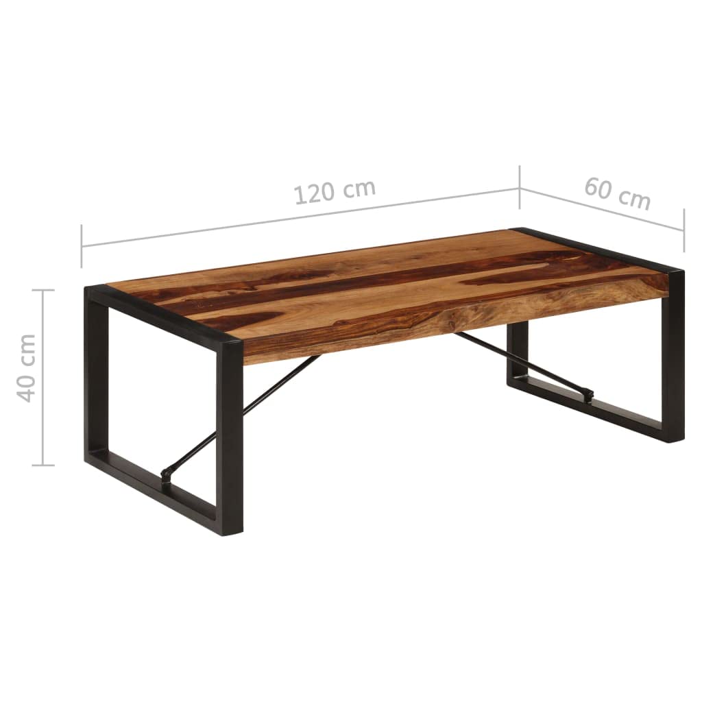 Solid Sheesham Wood Coffee Table with Steel Legs P8034