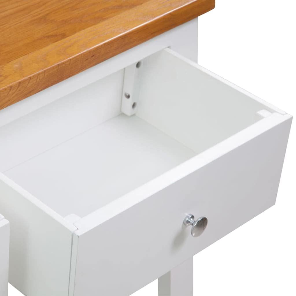 Solid Oak Wood Console Table with Two Drawers and Shelf Q2765