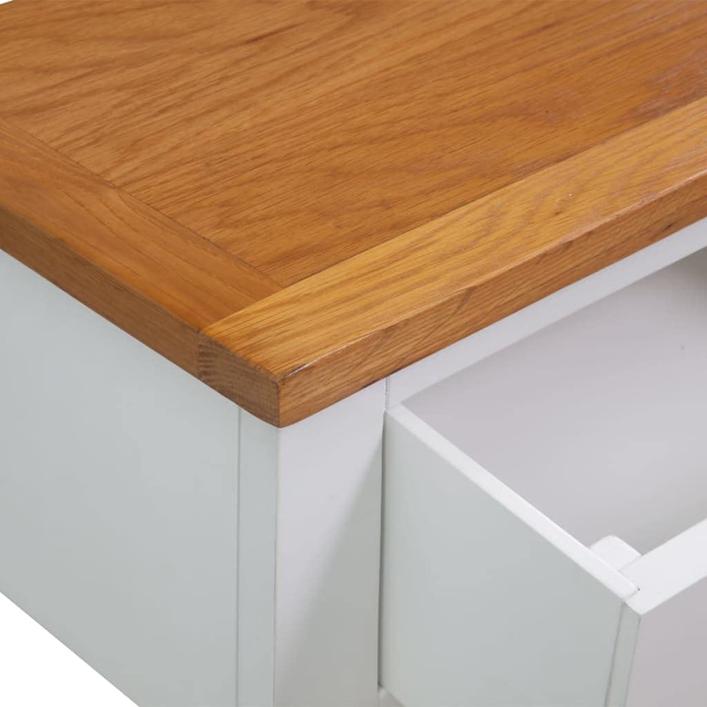 Solid Oak Wood Console Table with Two Drawers and Shelf Q2765