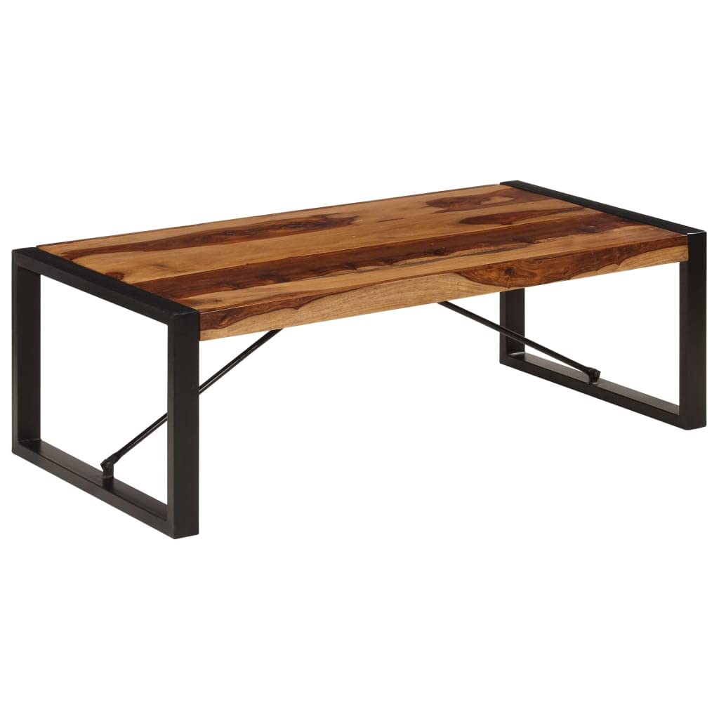 Solid Sheesham Wood Coffee Table with Steel Legs P8034