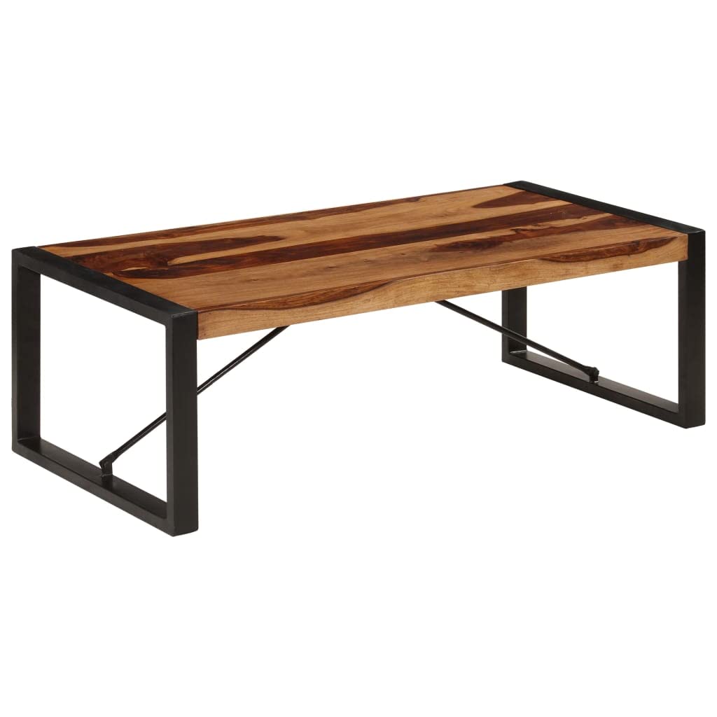 Solid Sheesham Wood Coffee Table with Steel Legs P8034