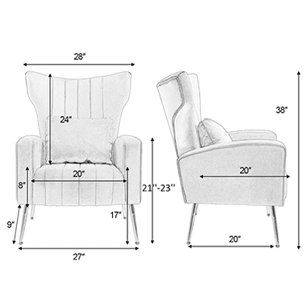 Green Velvet Accent Chairs Set of 2 with Lumbar Pillow J56048