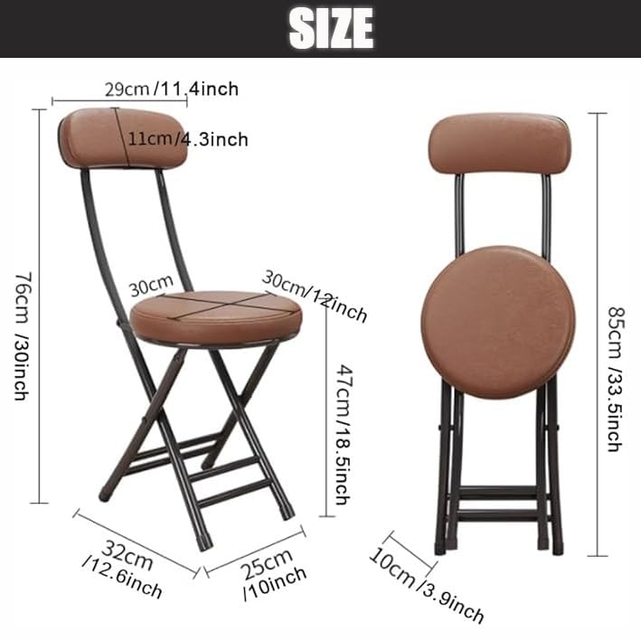 18in Black Folding Bar Stool with Back K52727