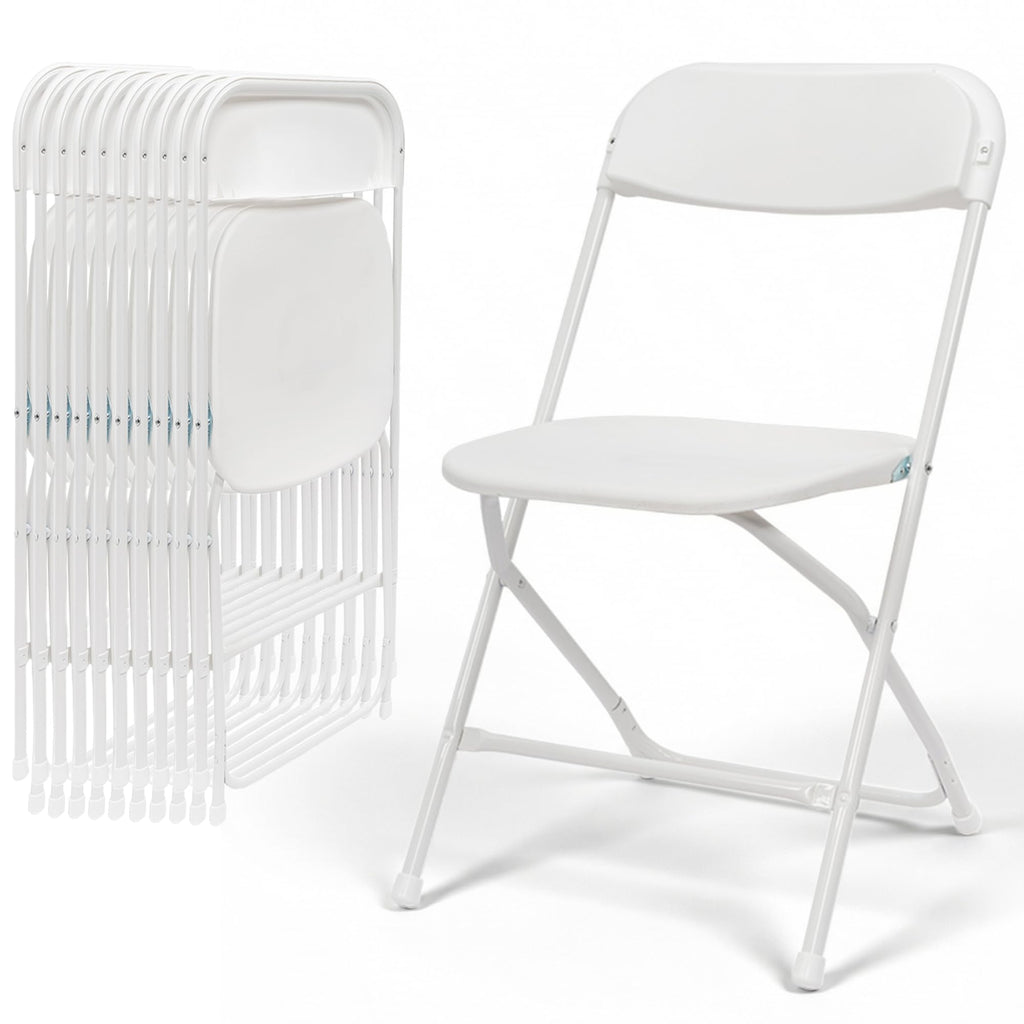 White 10 Pack Plastic Folding Chairs with Steel Frame L616991