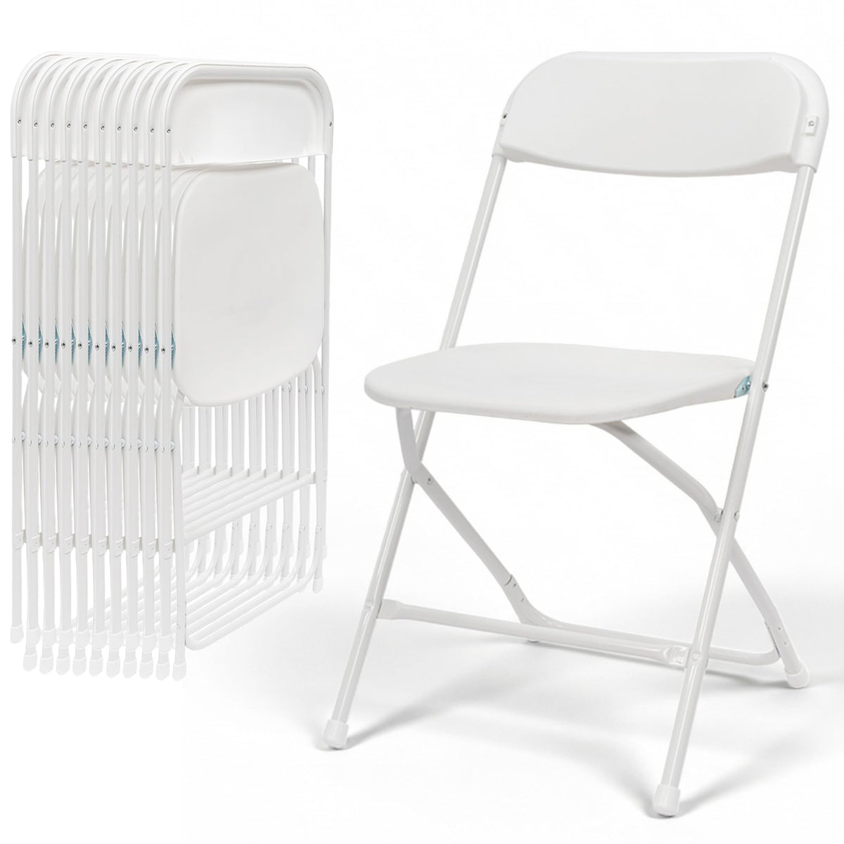 White 10 Pack Plastic Folding Chairs with Steel Frame L616991
