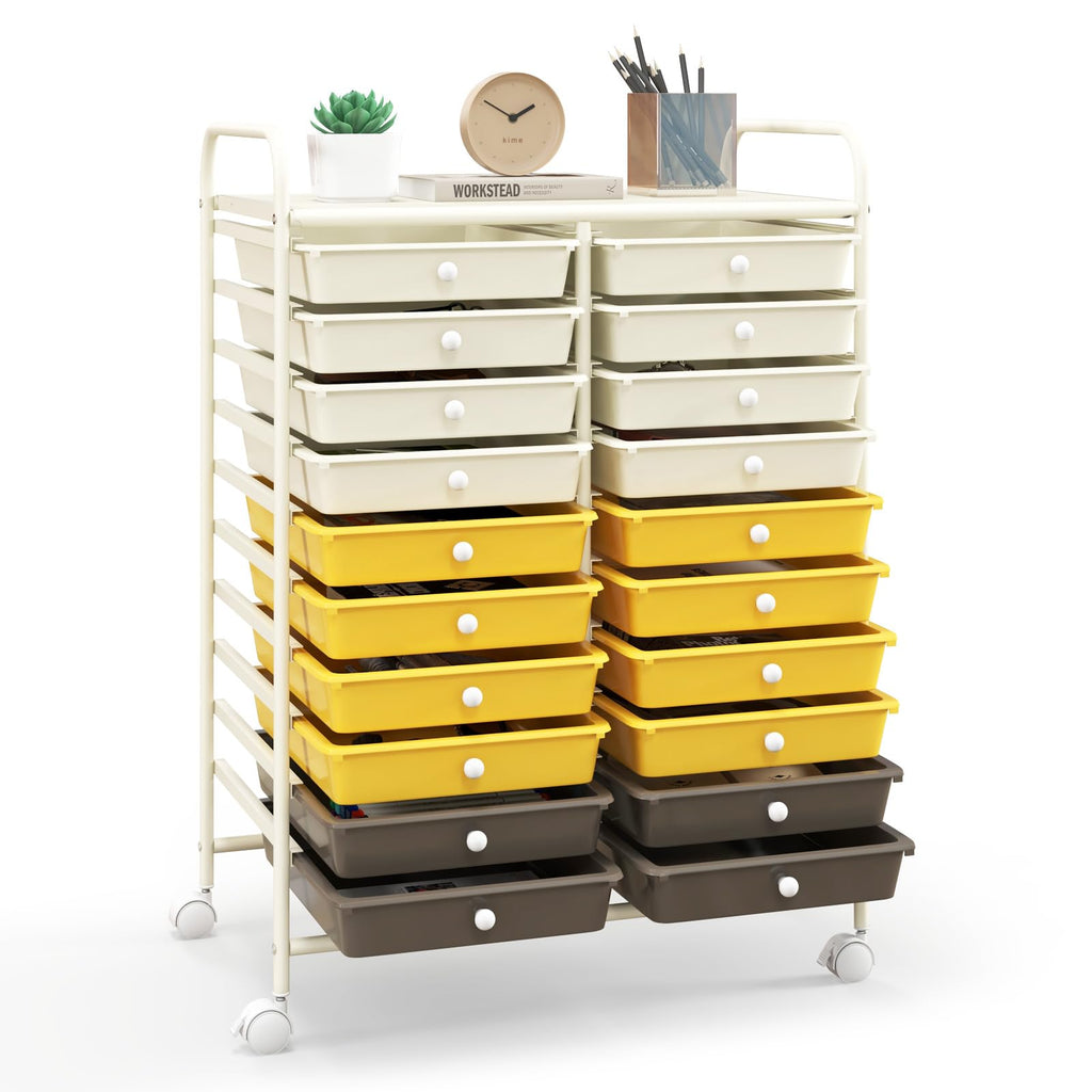 20 Drawer Rolling Storage Cart with Lockable Wheels U435750