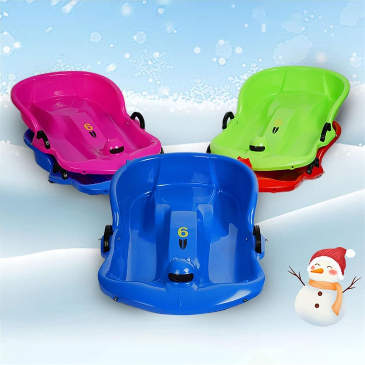 Plastic Toboggan Snow Sled with Pull Rope and Handle X28118