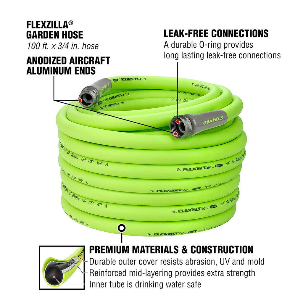 3/4 in. x 100 ft. Drinking Water Safe Garden Hose & Twist Action Nozzle E860291