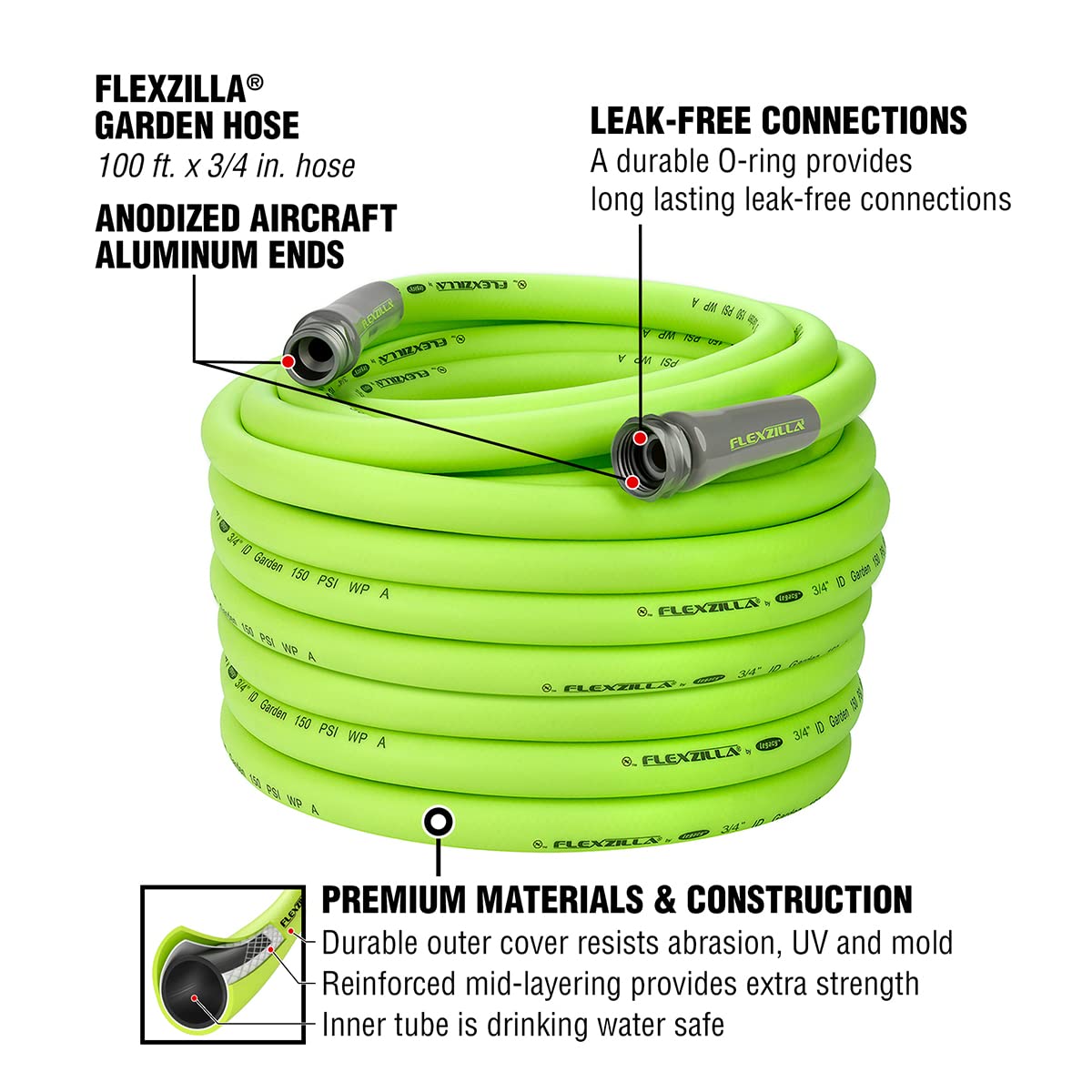 3/4 in. x 100 ft. Drinking Water Safe Garden Hose & Twist Action Nozzle E860291