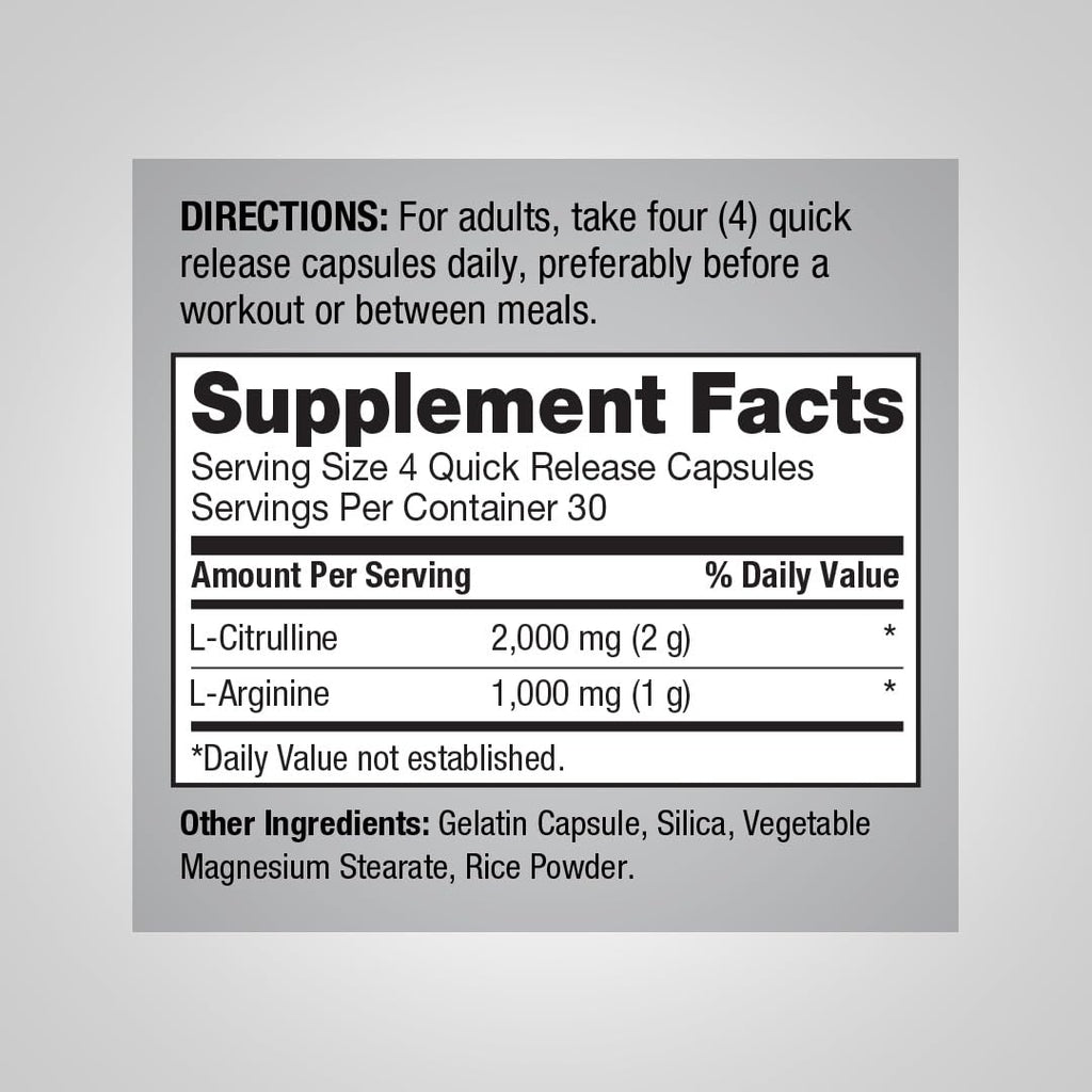 3000mg 120 Capsules Nitric Oxide Supplement with L Arginine and L Citrulline D6042