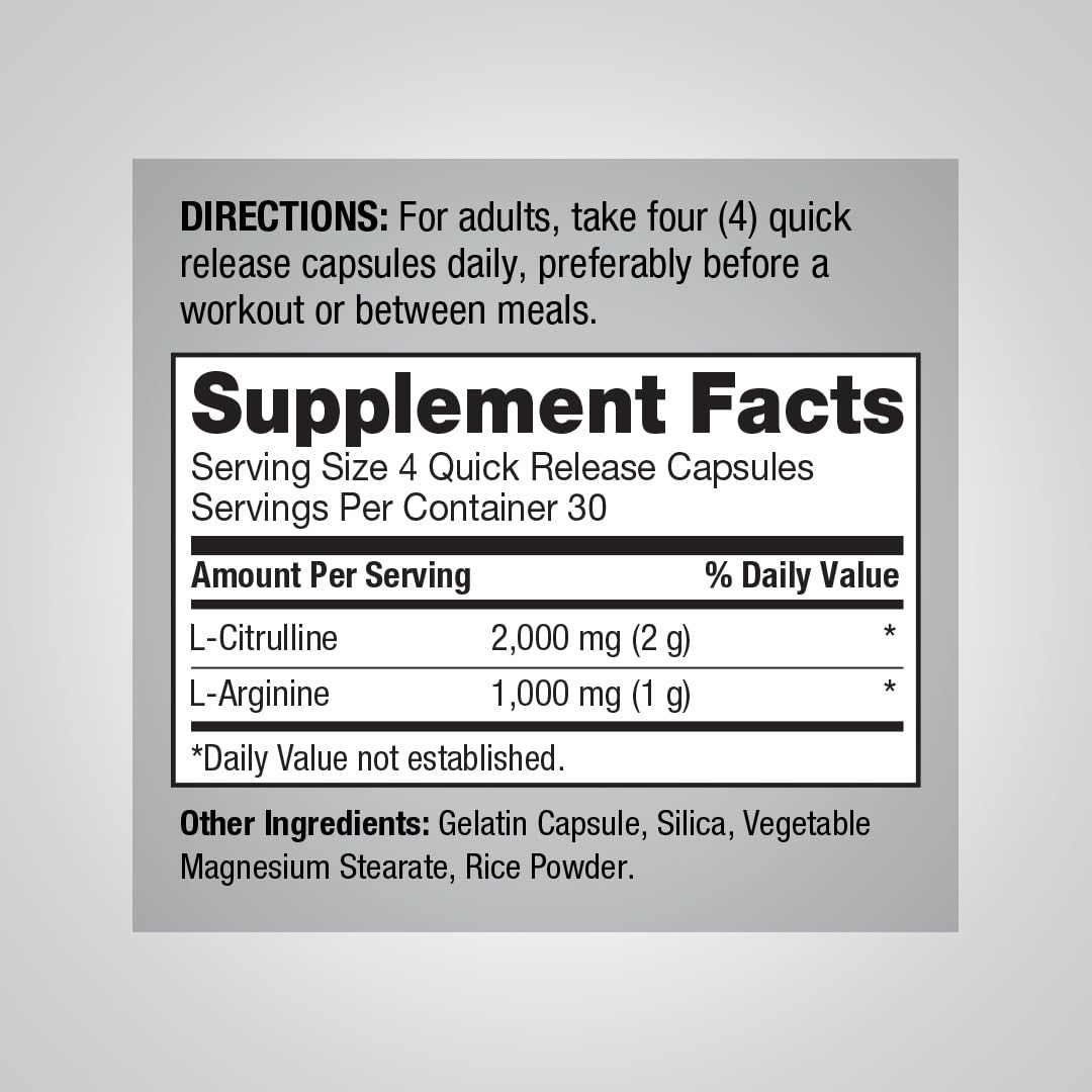 3000mg 120 Capsules Nitric Oxide Supplement with L Arginine and L Citrulline D6042