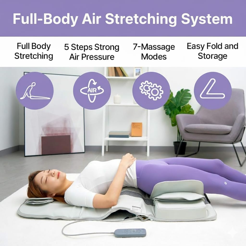 Full Body Stretching Massage Mat, 26 Air Cells, 7 Modes B403969