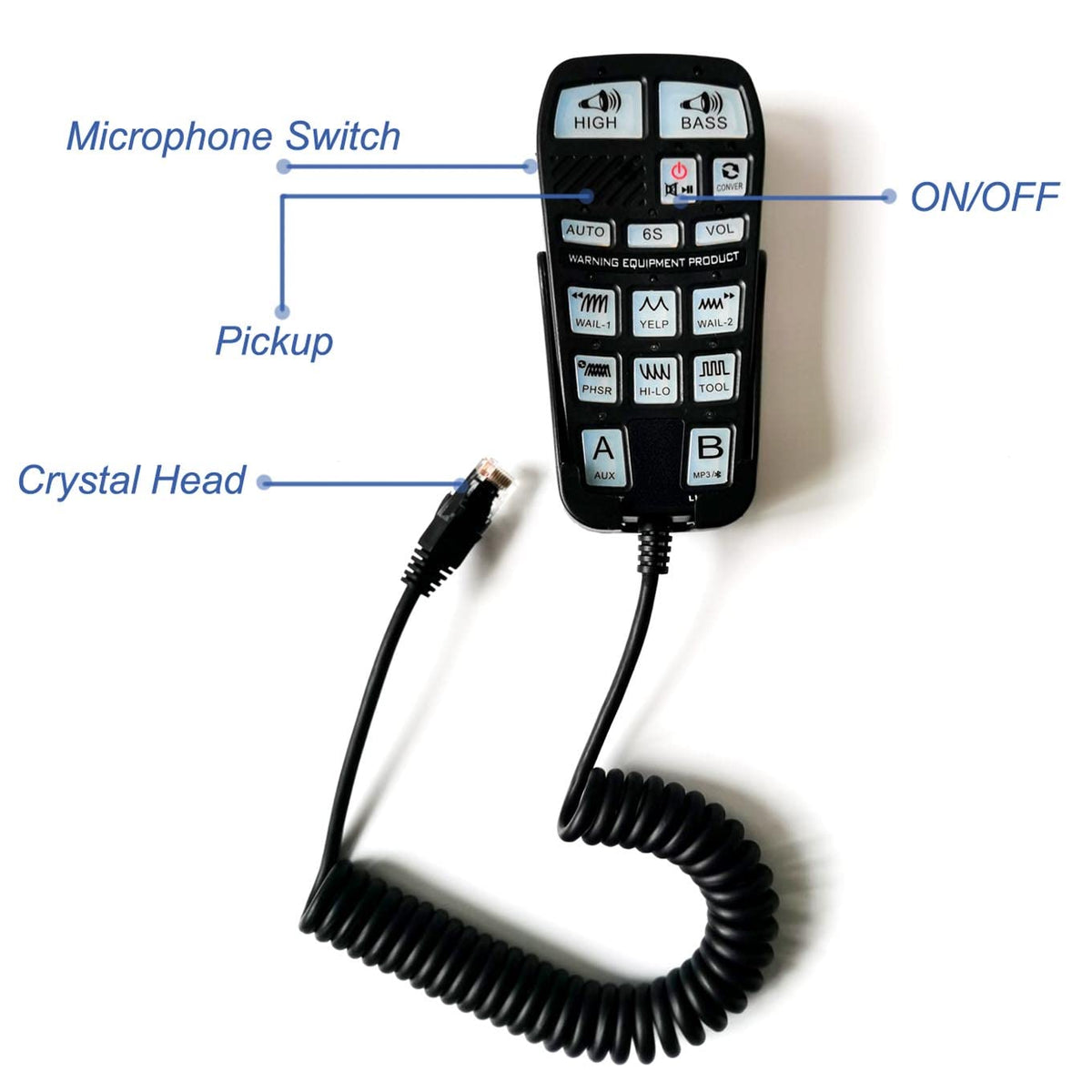 100W Police Siren and Speaker Kit with Handheld Microphone PA System B580989