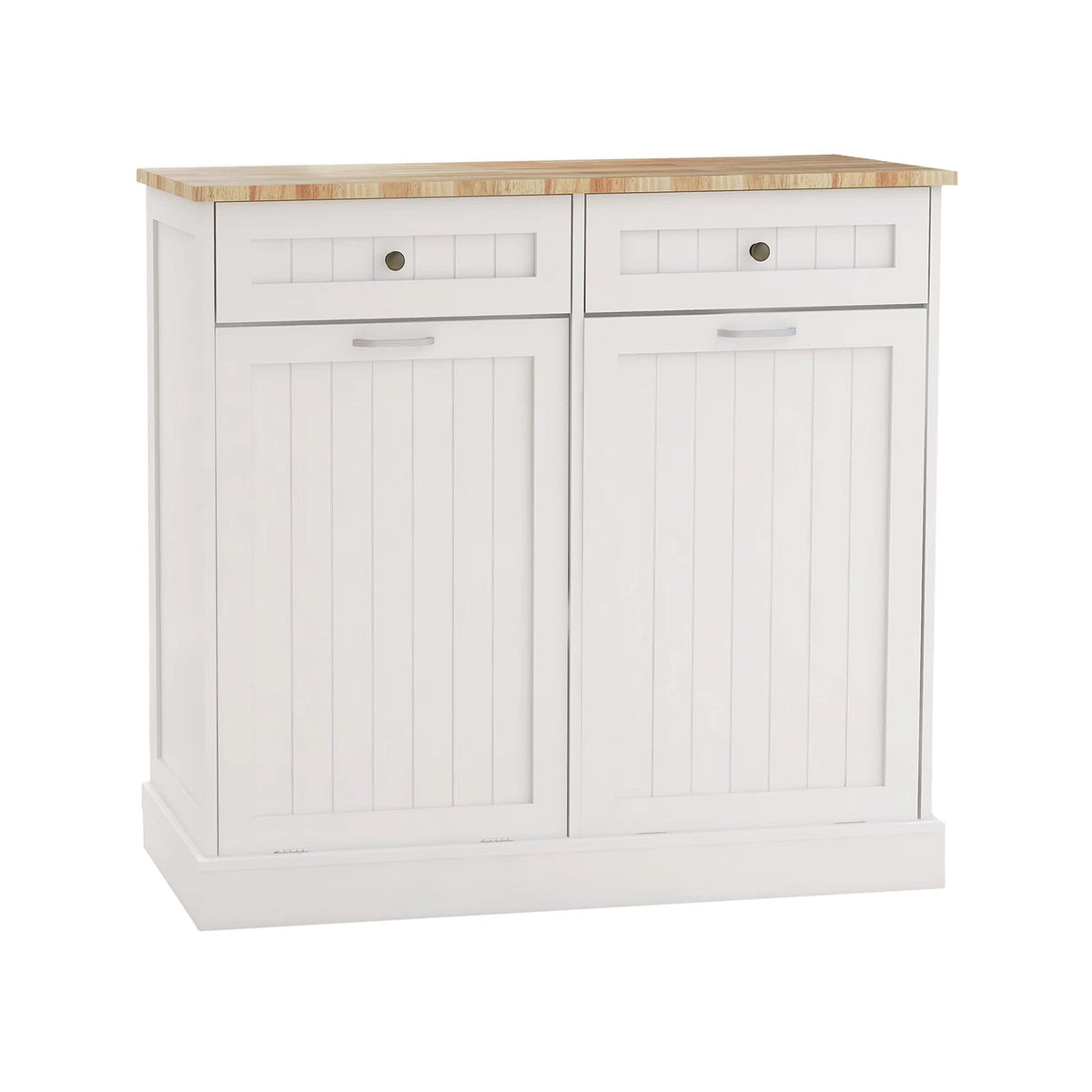 White Double Tilt Out Trash Cabinet with Drawers D5059