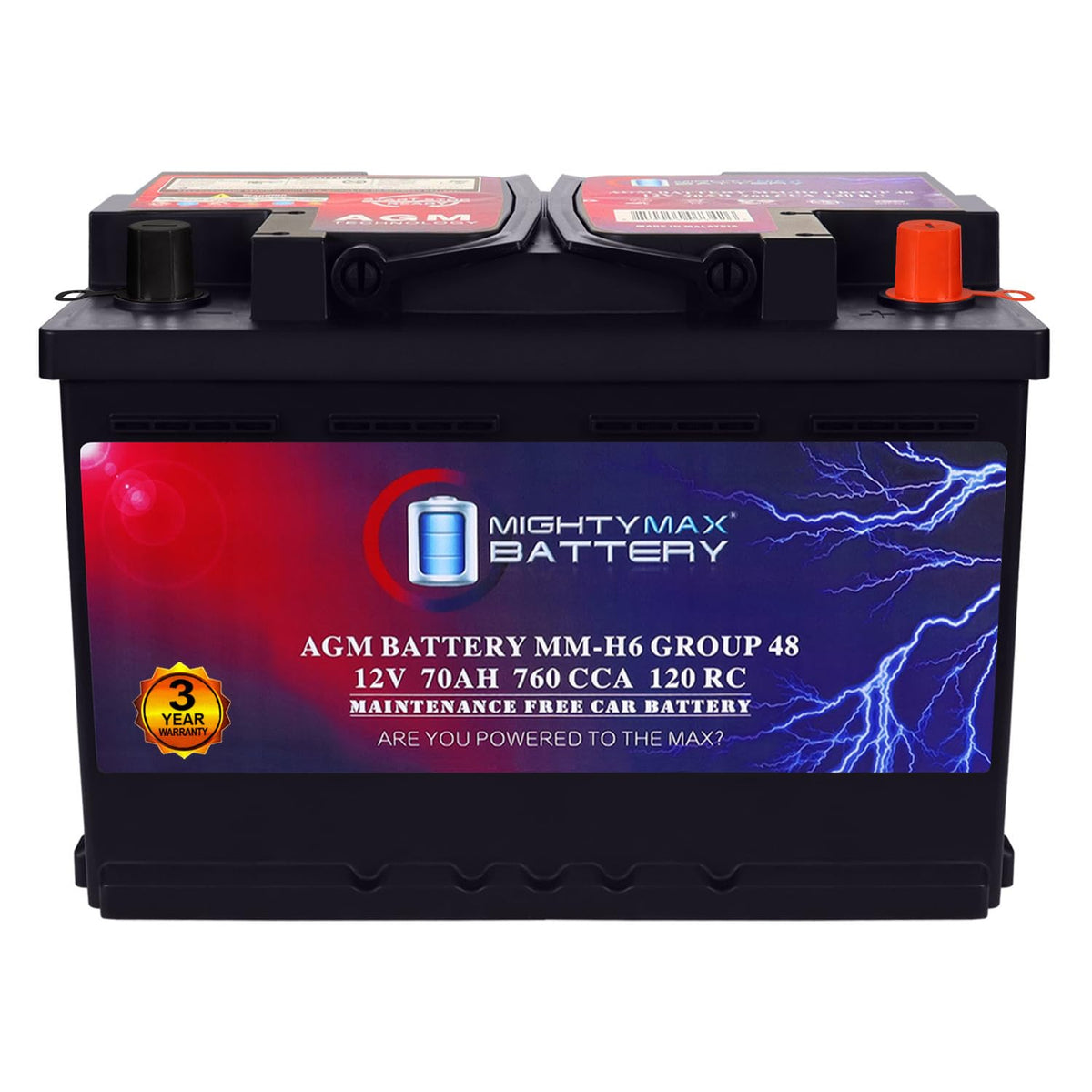 12V 70 AH AGM Car Battery I8356
