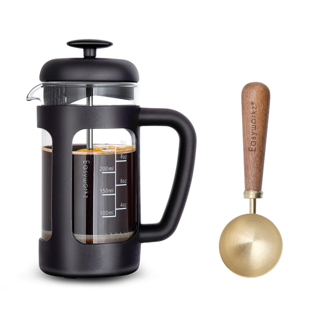 12 oz French Press Coffee Tea Maker with 10g Measuring Spoon O25353