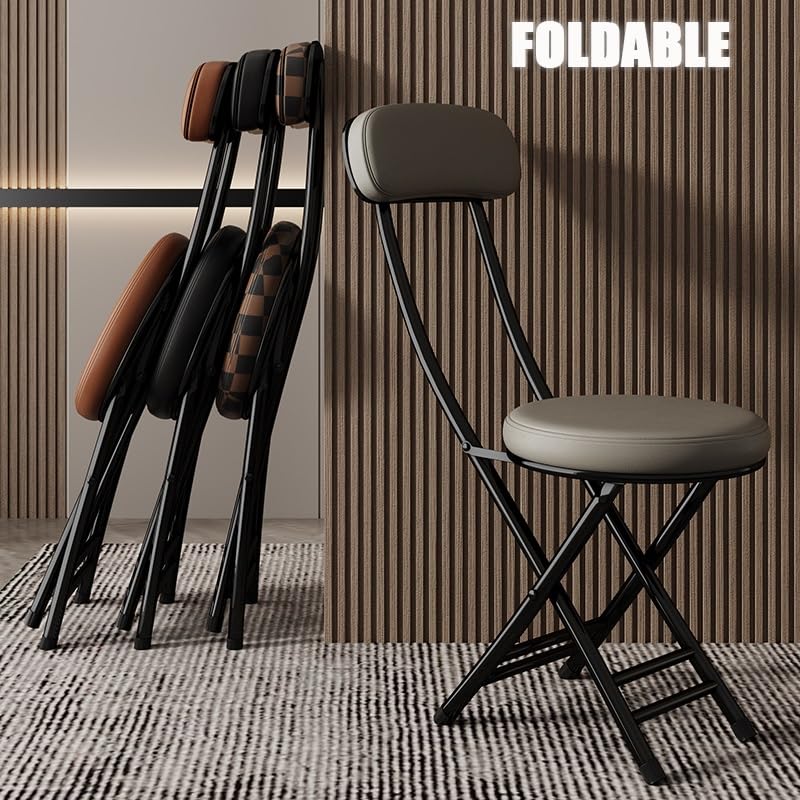 18in Black Folding Bar Stool with Back K52727