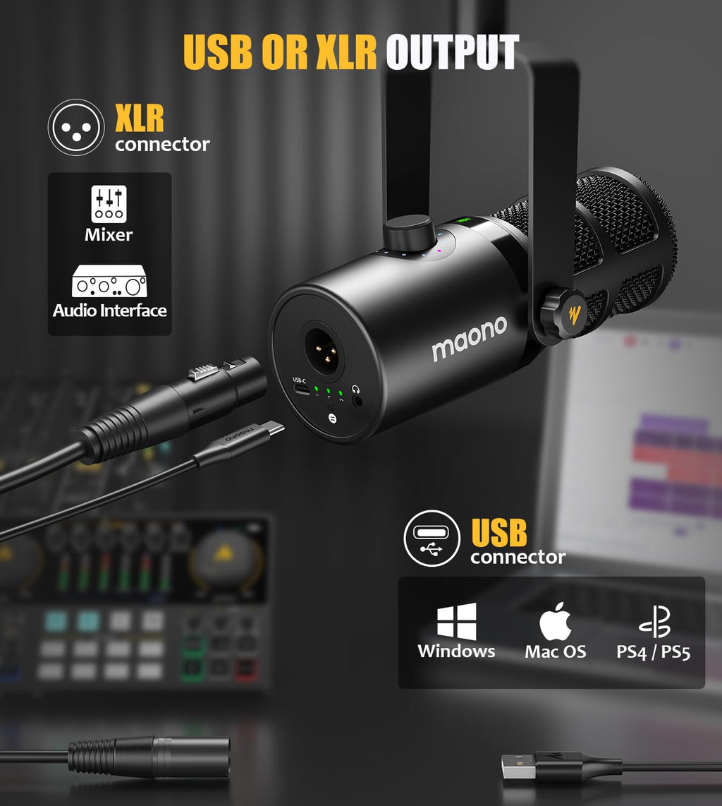 Dynamic Microphone, USB/XLR Podcast PC Mic P2930