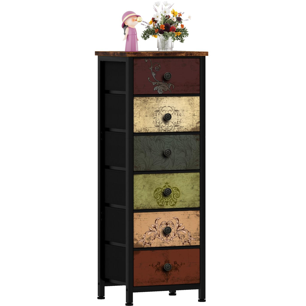 Tall 6 Drawer Fabric Dresser M2513