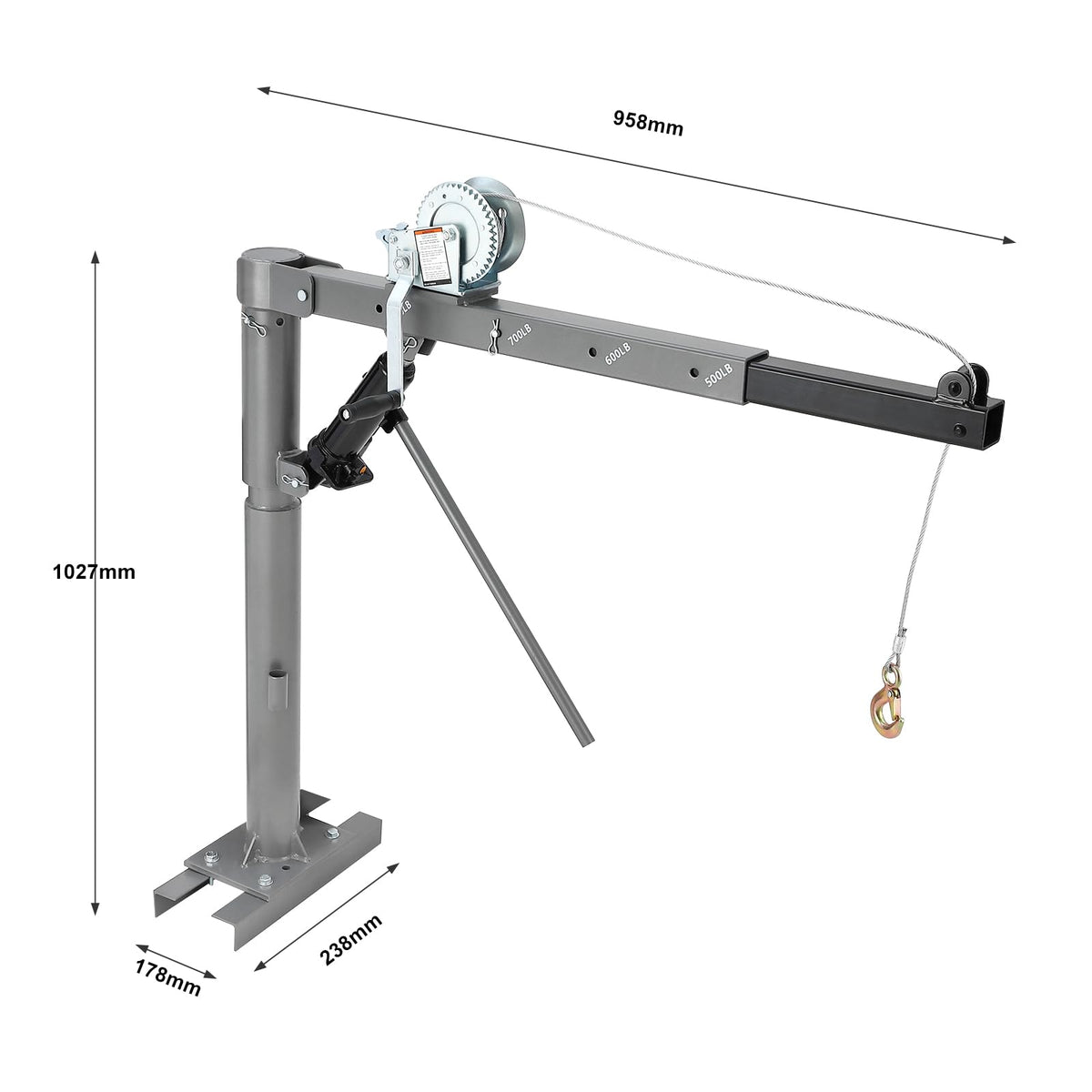 1000 LBS Hydraulic Pickup Truck Crane Hoist I680