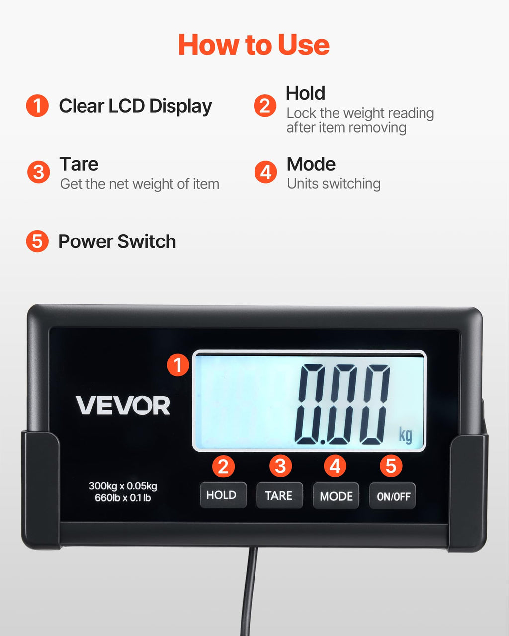 Digital Shipping Scale 660 lbs with LCD Display Y828444