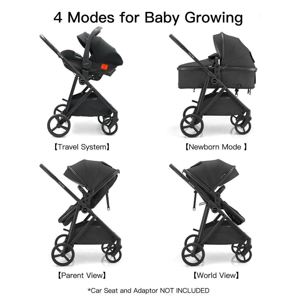 3-in-1 Convertible Baby Stroller with Reversible Seat Black E38513