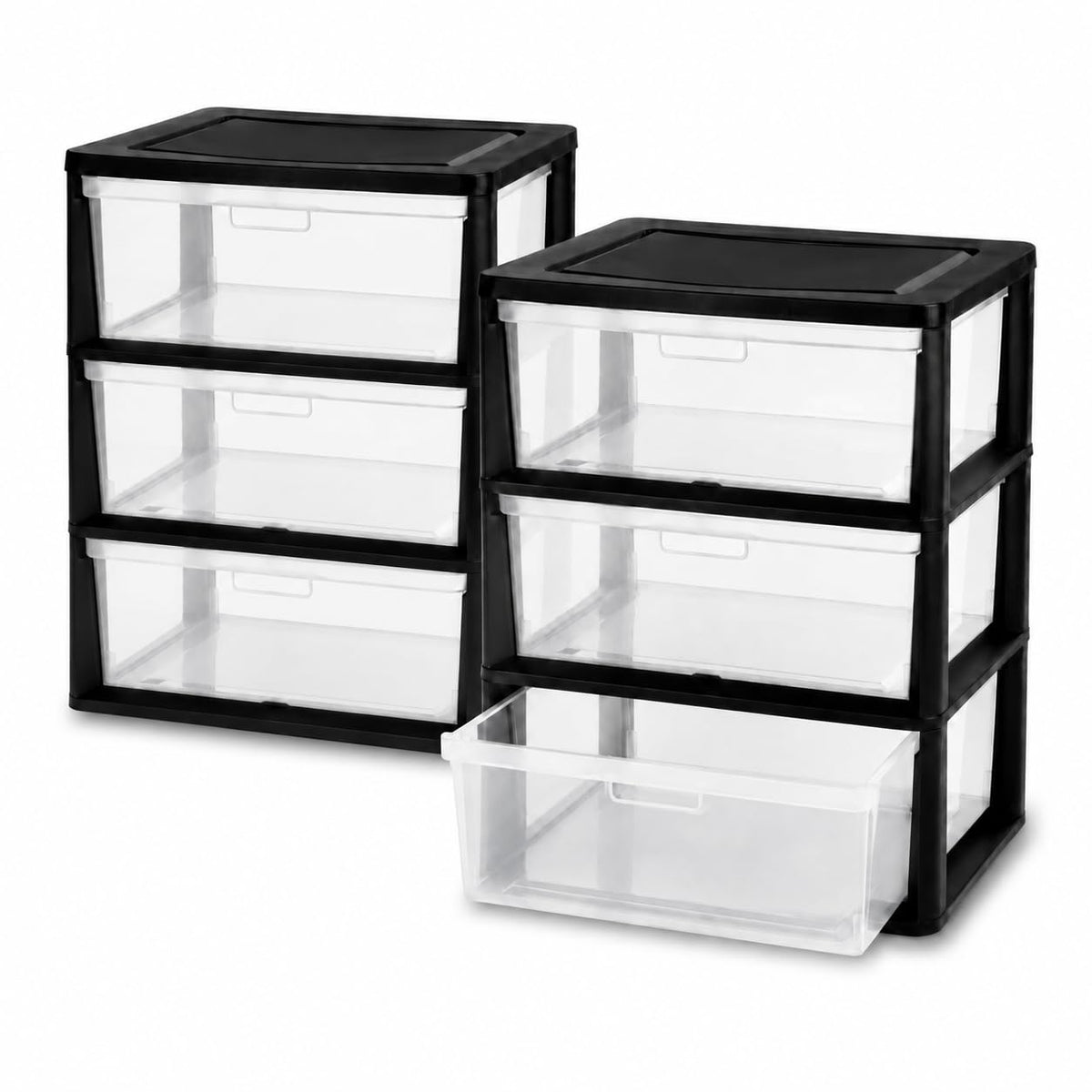 Plastic 3 Drawer Storage Tower with Clear Removable Bins X569952