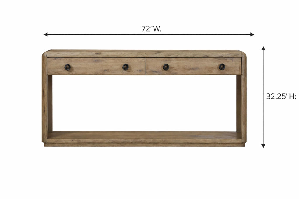 Oak Console Table with Two Drawers and Lower Shelf T4351