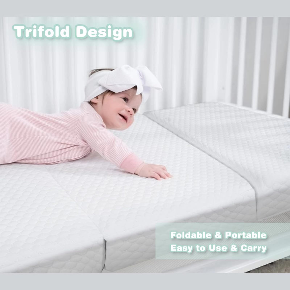 38”x26” Trifold Dual-Firmness Memory Foam Pack and Play Mattress T77334