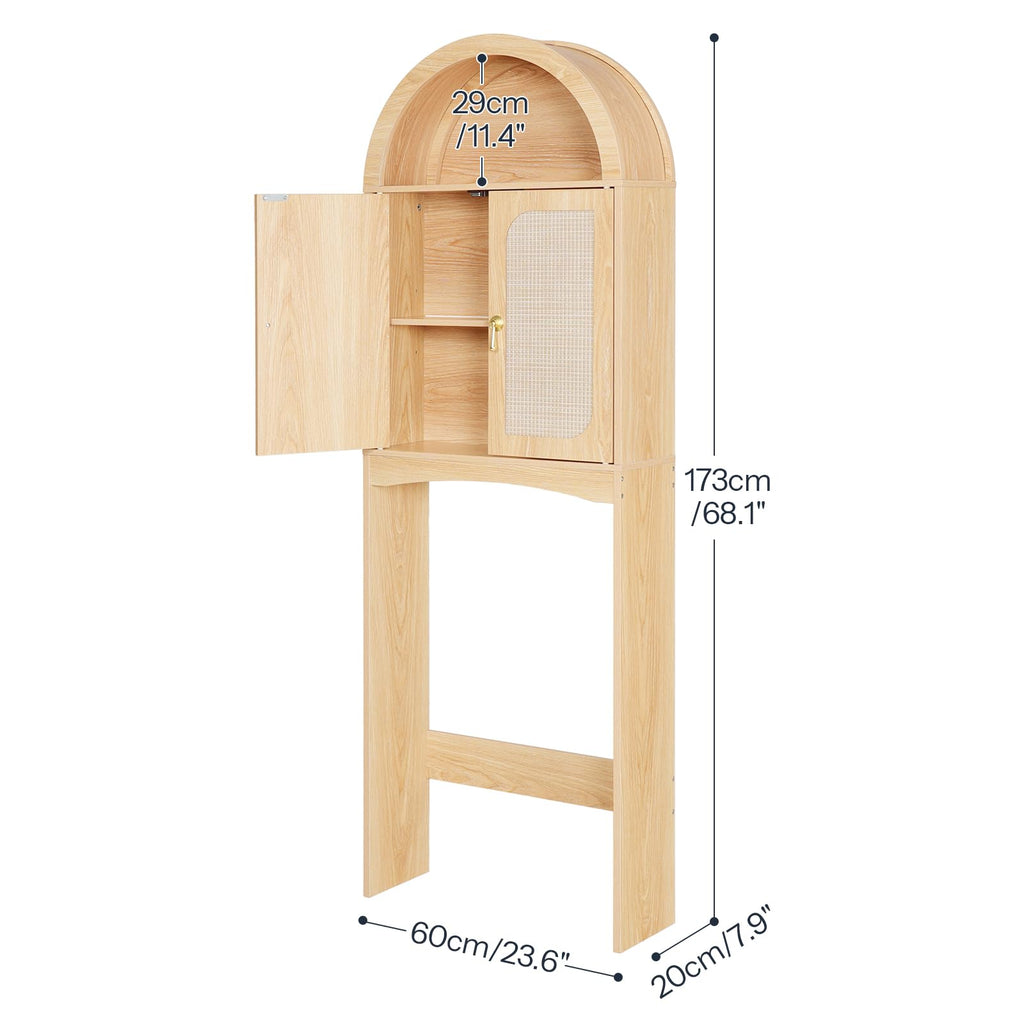 Arched Rattan Over the Toilet Storage Cabinet with Doors K759455