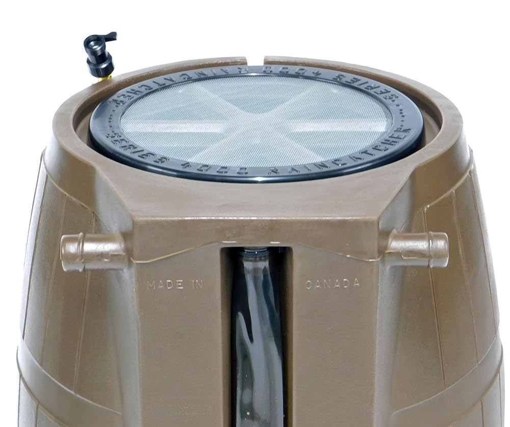 Brown 50 Gallon Flat-Back Rain Barrel with Spigots D146116