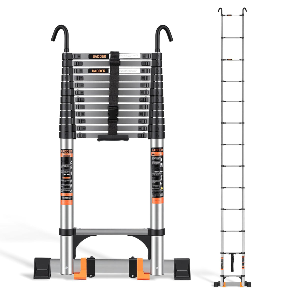 Telescoping Ladder 16.5 FT with Wheels & Hooks 330 lbs A6808