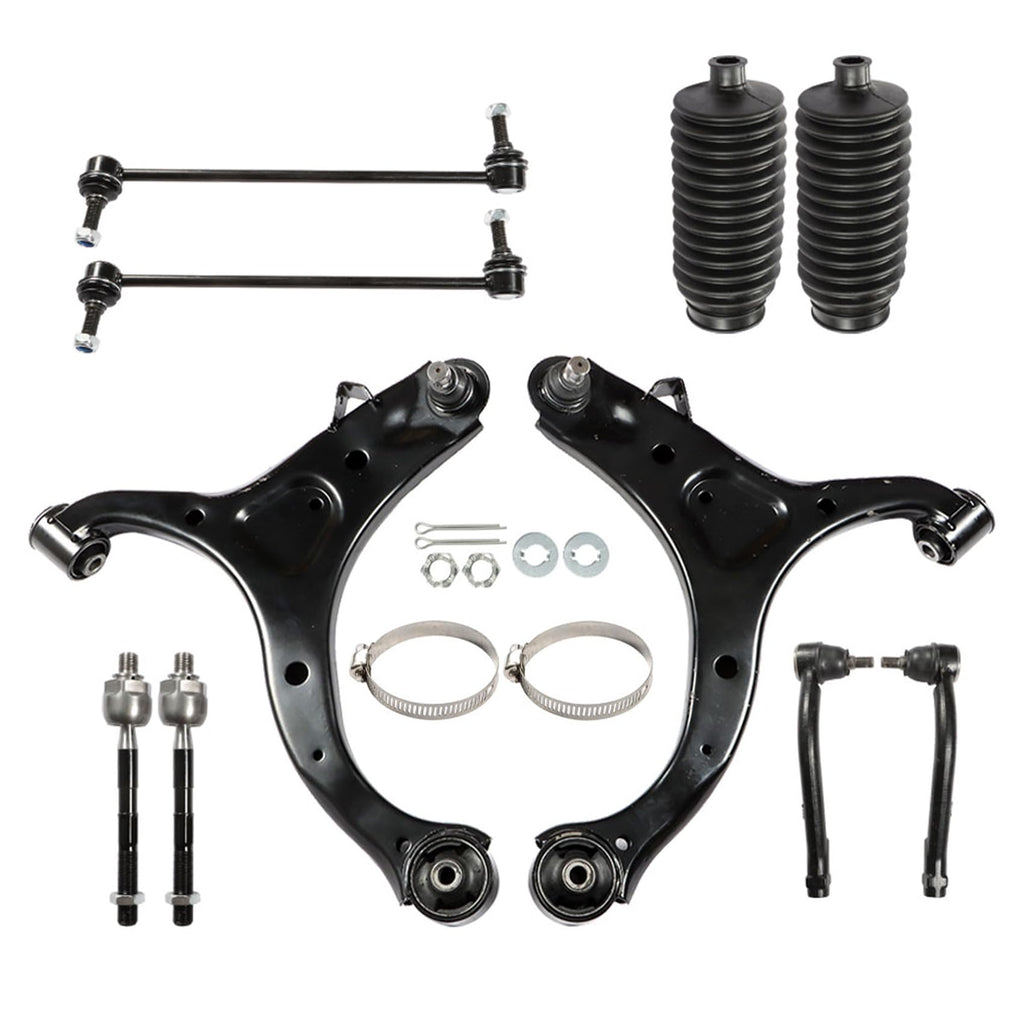 10Pcs Front Lower Control Arms Ball Joint Assembly Tie Rod End Sway Bar Link Kit Y50395