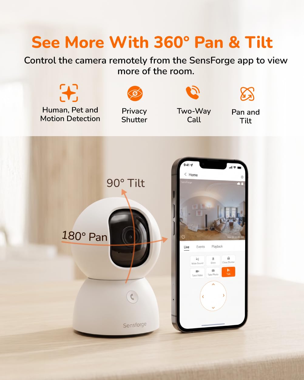 2.5K Indoor Pan-Tilt Security Camera R95767