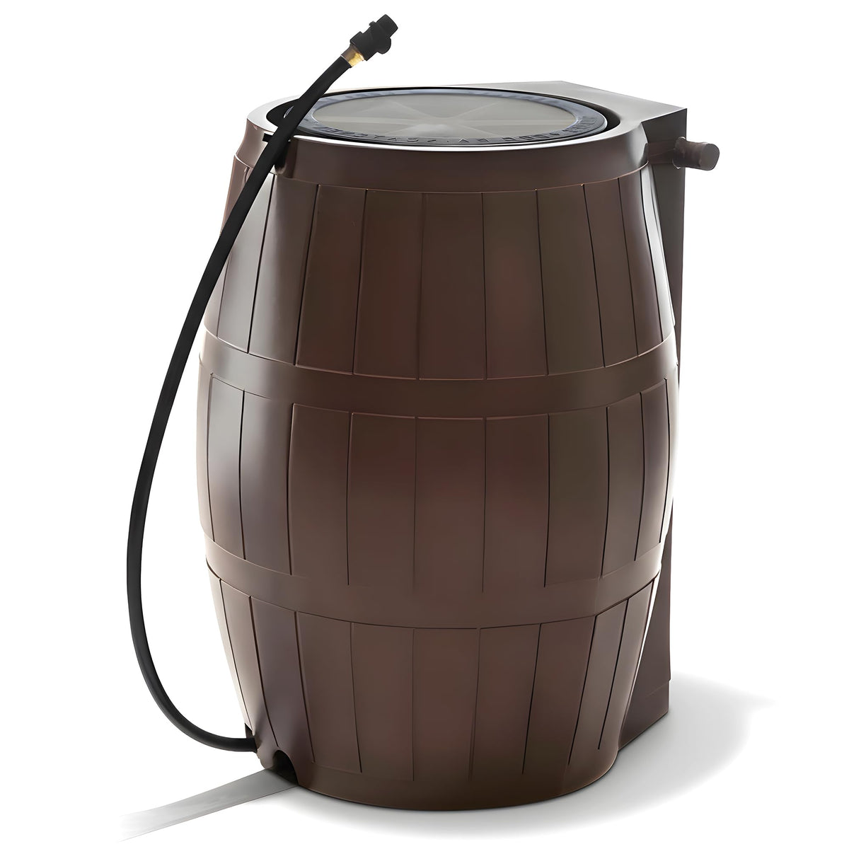 Brown 50 Gallon Flat-Back Rain Barrel with Spigots D146116