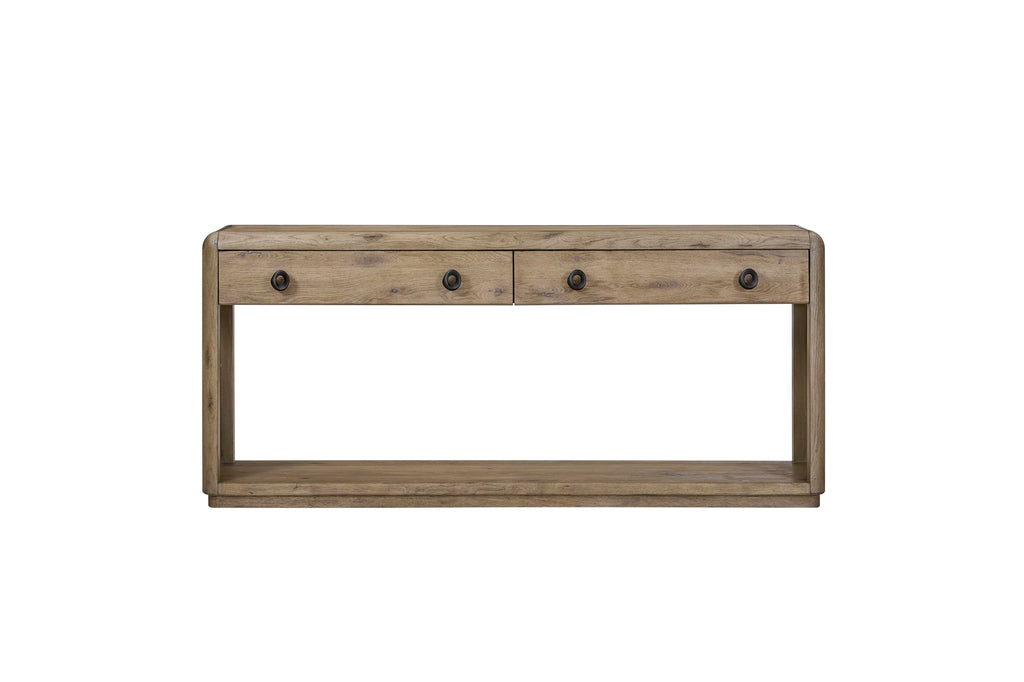 Oak Console Table with Two Drawers and Lower Shelf T4351