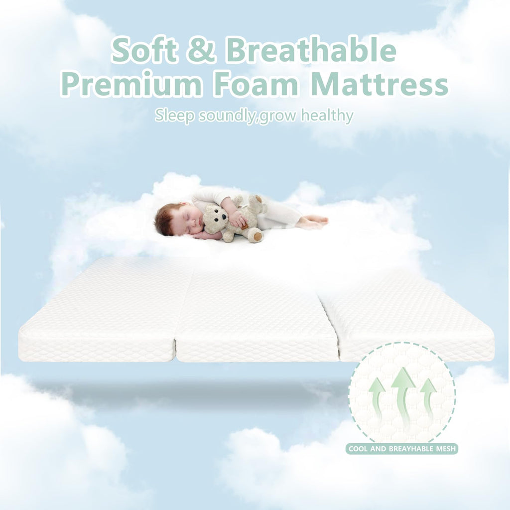 38”x26” Trifold Dual-Firmness Memory Foam Pack and Play Mattress T77334