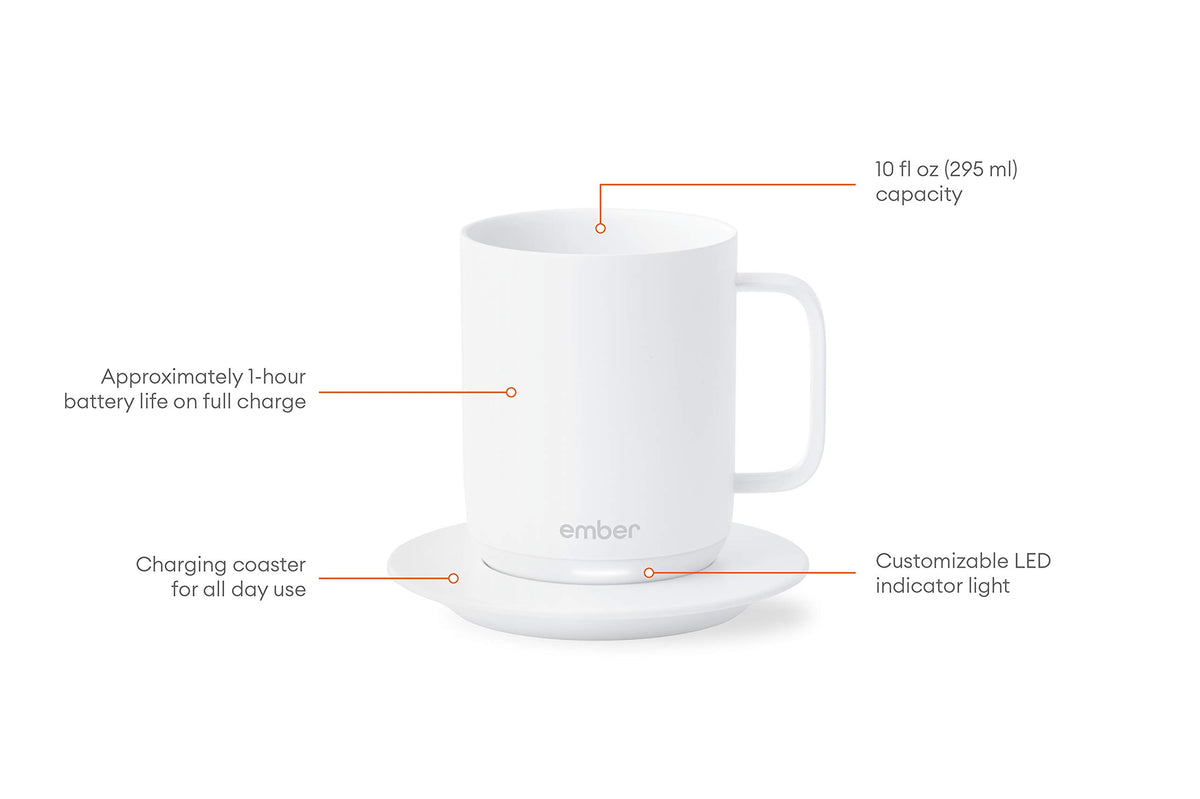 White 10 Ounce Temperature Control Smart Mug U16269