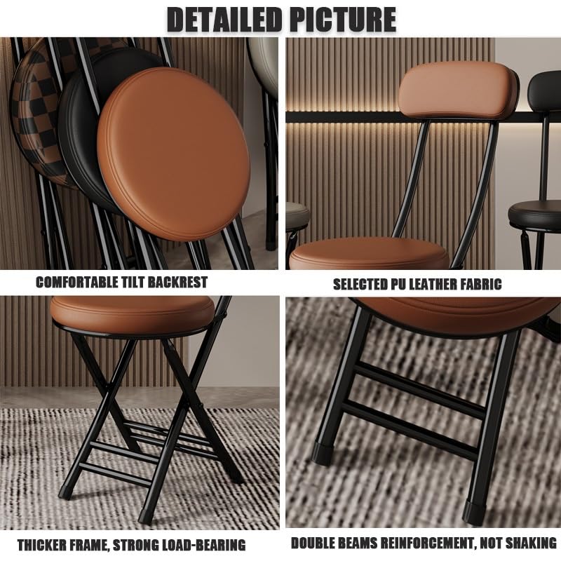 18in Black Folding Bar Stool with Back K52727
