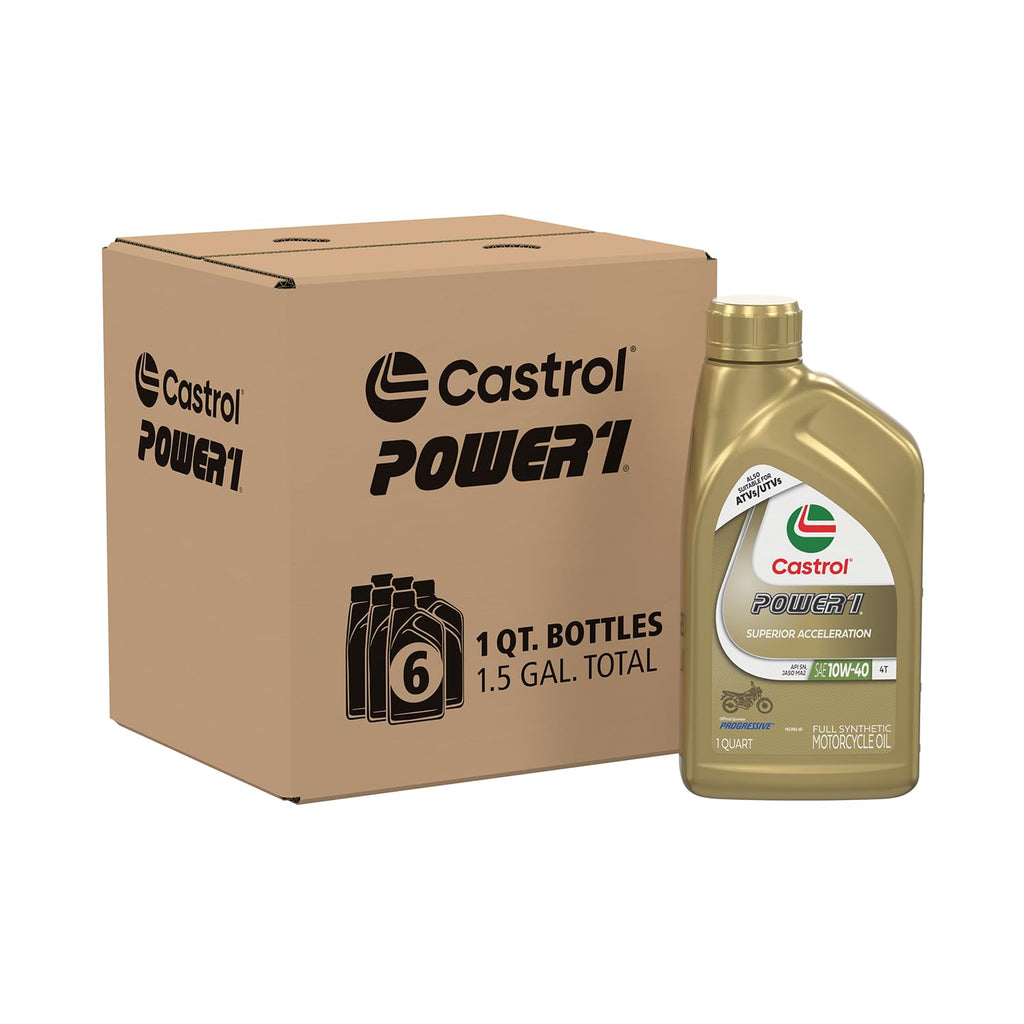 10W-40 Full Synthetic Motorcycle Oil, 1 Quart, Pack of 6 B596686