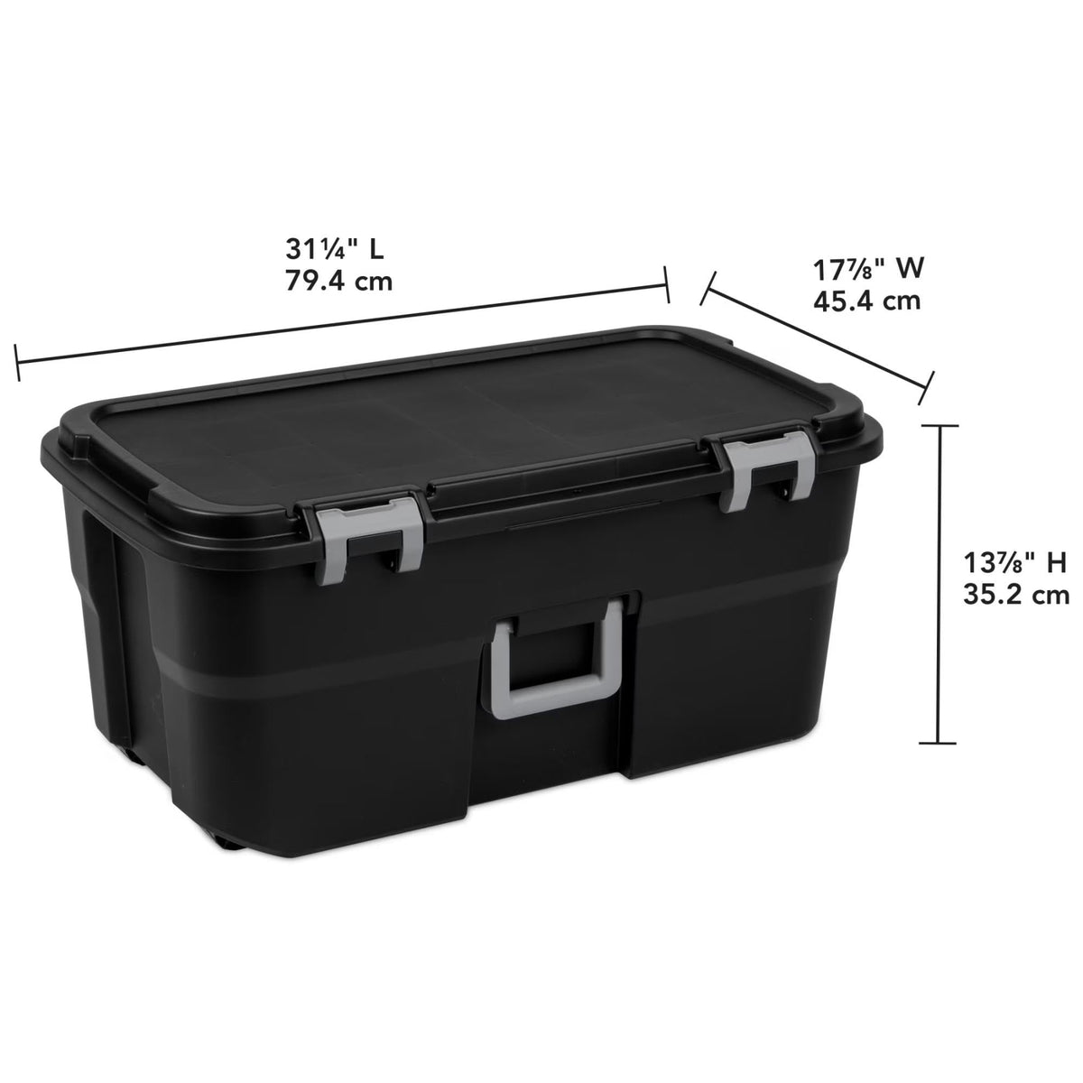 22 Gallon Black Wheeled Plastic Storage Trunk P662