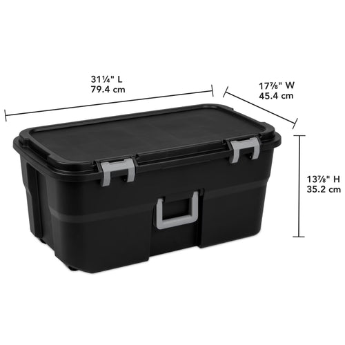 22 Gallon Black Wheeled Plastic Storage Trunk P662