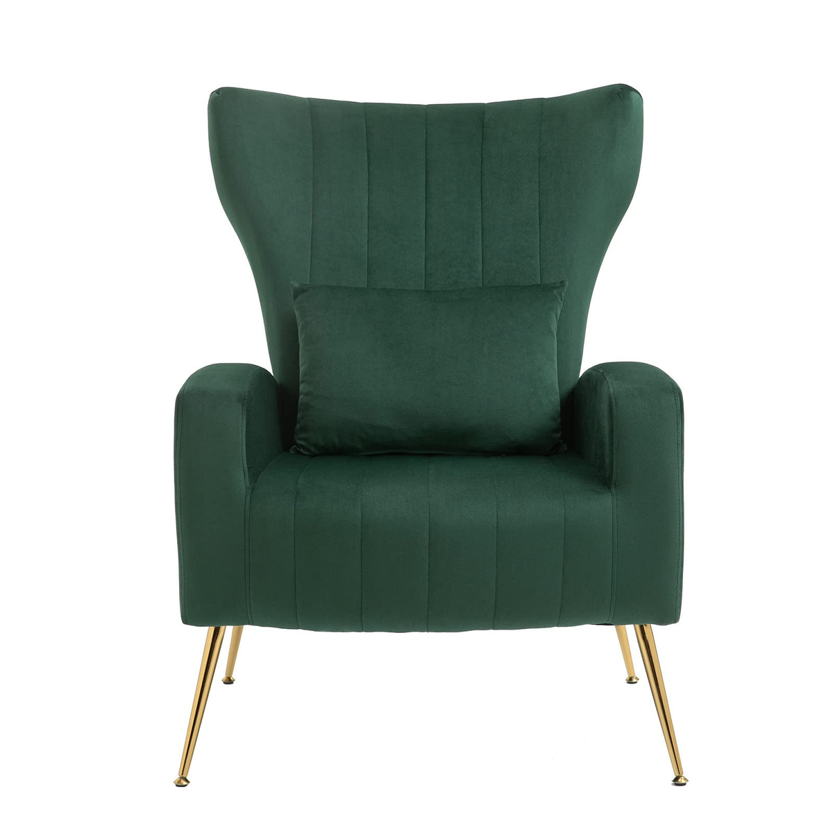 Green Velvet Accent Chairs Set of 2 with Lumbar Pillow J56048