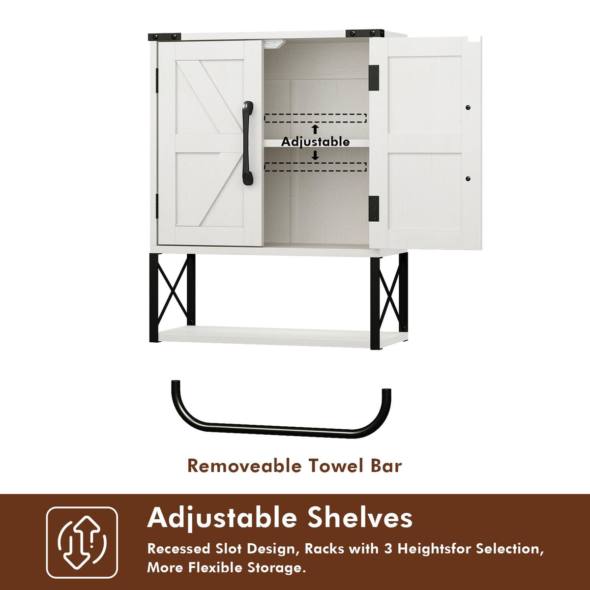 Medicine Cabinet with 2 Barn Door V63901