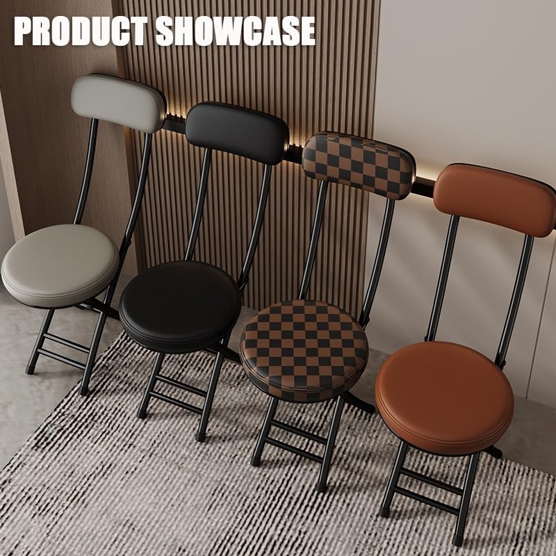 18in Black Folding Bar Stool with Back K52727