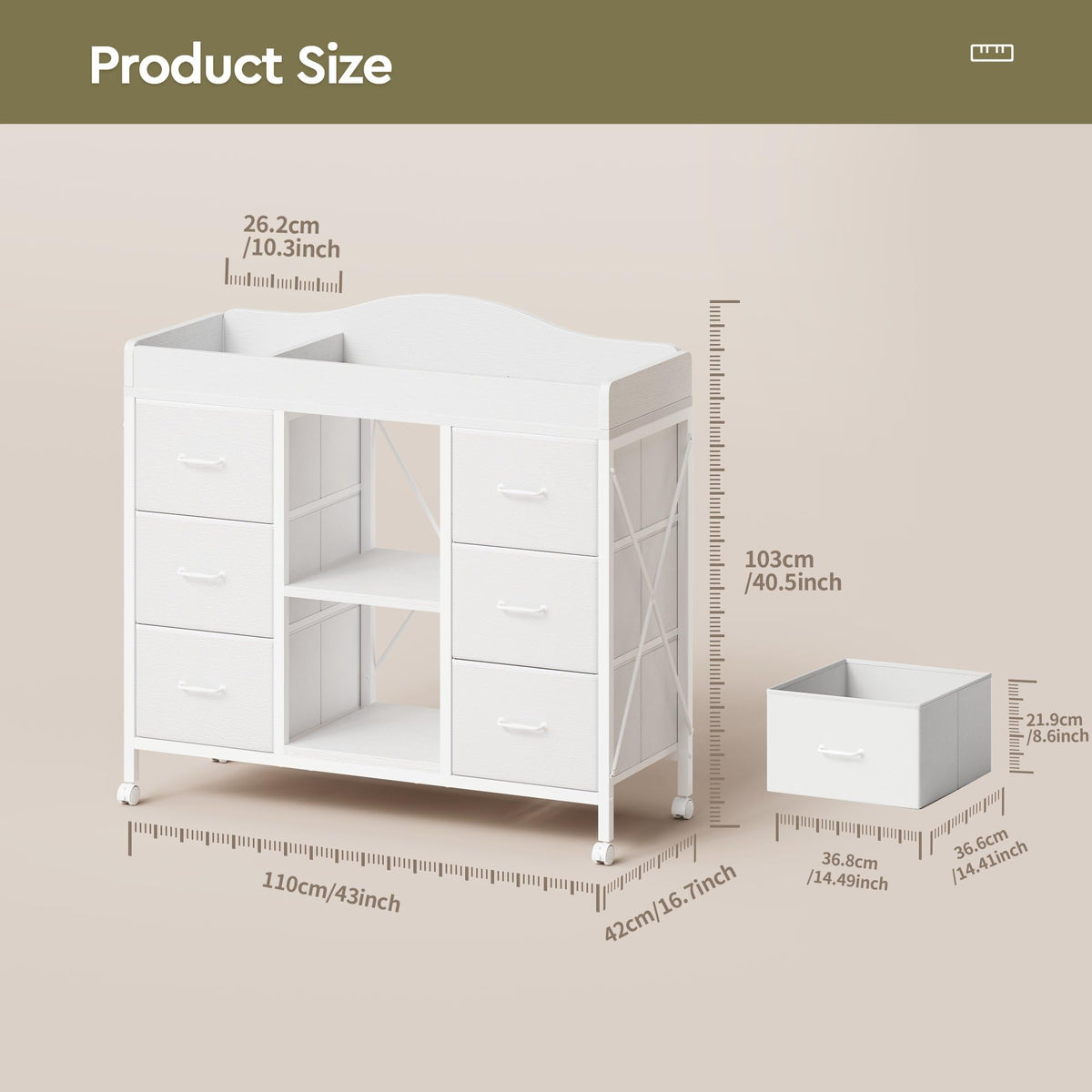 White 6 Drawer Dresser L67289
