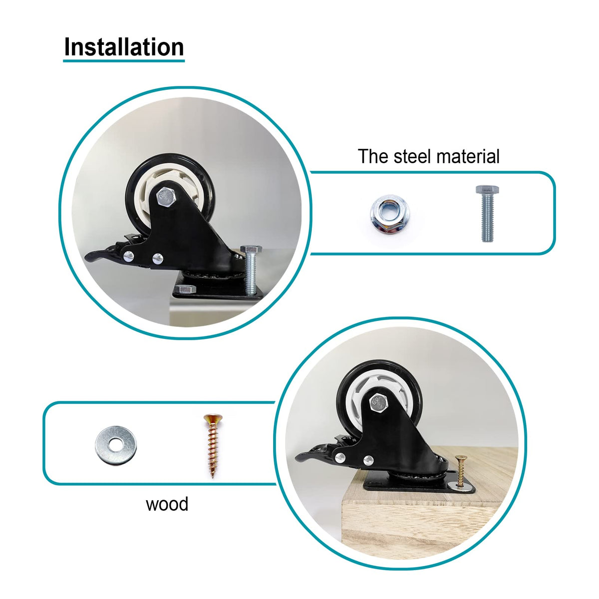3 Inch Swivel Casters Set of 4 with Brake I622269