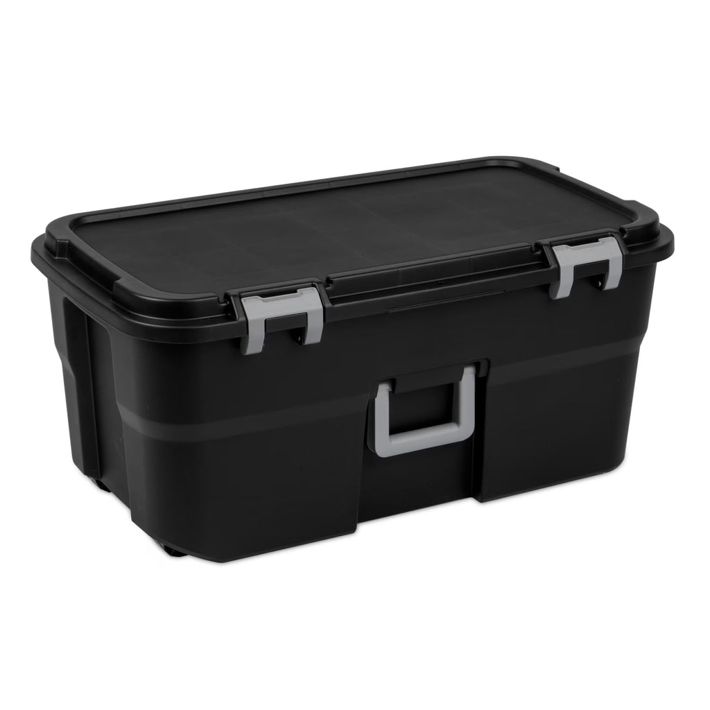 22 Gallon Black Wheeled Plastic Storage Trunk P662