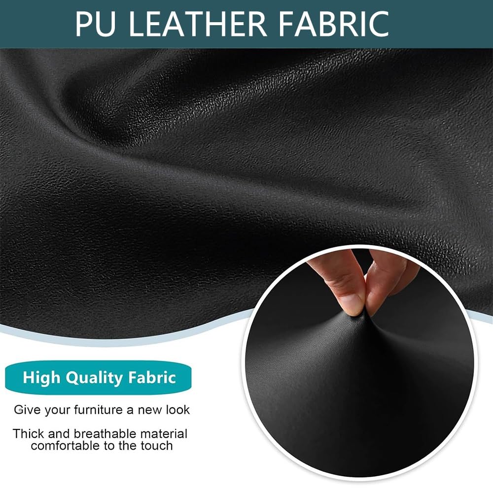 Black 4PCS Waterproof PU Leather Dining Chair Covers N80574